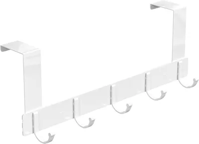 Image de Crochet de porte avec 5 crochets – Patère sans perçage, blanc