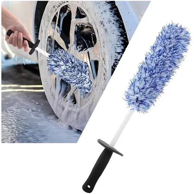 Image de Brosse de nettoyage pour voiture, brosse de nettoyage pour jantes en microfibre extra-fine, pour un nettoyage en douceur des jantes, brosse de nettoyage pour jantes, nettoyage sans rayures (bleu)