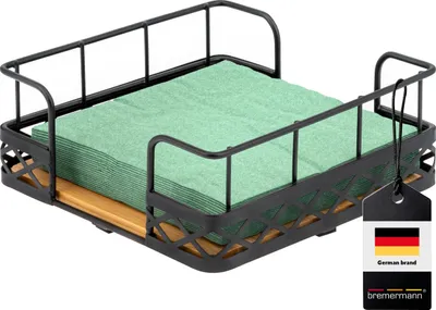 Immagine prodotto di portatovaglioli bremermann per tovaglioli 33x33, in bambù con bordo in metallo
