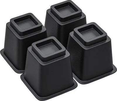 Image de Cales de lit 127 cm - cales polyvalentes pour lits et meubles - très résistantes - jusqu'à 250 kg - lot de 4 - noir