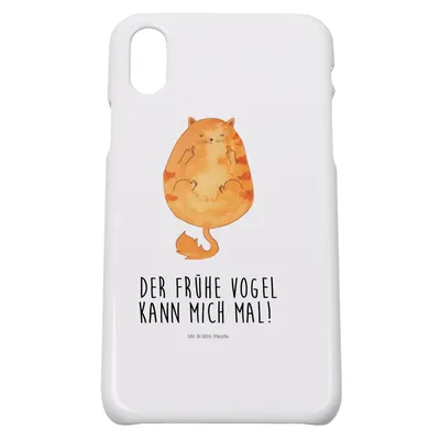 Produktbild von Mr. & Mrs. Panda Iphone 10 Handyhülle Katze Frühaufsteher - Weiß - Geschenk, Katzen, Cover, Verschlafen, Handy, X, Mittelfinger, Case, Müde, Genervt, Kaffee