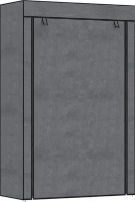 Image de Armoire en tissu avec tringle à vêtements, 6 compartiments, penderie pliable aspect non tissé, armoire pliante pour chambre à coucher, couloir, gris foncé, 103 x 43 x 162,5 cm Aosom