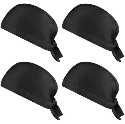 4 Kochmützen verstellbar 58-62 cm, Polyester, schwarz, Unisex