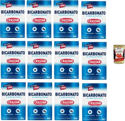 Produktbild von Crastan Bicarbonato di sodio purissimo reines Natriumbicarbonat für den Heimgebrauch und für Lebensmittel 12x 300g + Italian Gourmet polpa 400g