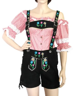 Produktbild von Damen Kurze trachtenlederhose damenlederhose Ziegenleder Wildbockleder, Größe:44