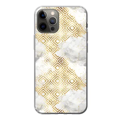 Produktbild von MuchoWow® Handyhülle Schutzhülle Hülle für iPhone 12 Pro Gold - Marmor - Muster - Geometrie Silikon Softcase Handy Hülle - Abdeckung