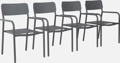 Immagine prodotto di Set 4 sedie da giardino impilabili in alluminio e textilene, Antracite