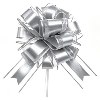 Silberne Schleife 25 cm, handgezogen, für Geschenke