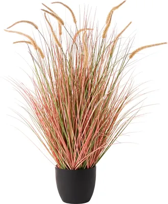 Produktbild von BELIANI Deko Kunstgras Grün / Orange aus Kunststoff 120 cm mit Blumentopf Kunstpflanze Dekopflanze Künstliche Pflanze Schilf Pampasgras Dekoration