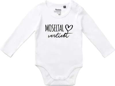 Produktbild von Huuraa Baby Body Moseltal verliebt 74 White  Baumwolle Fairtrade Langarmbody Geschenkidee
