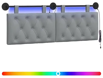 Produktbild von Hängendes Kopfteil Mit LED Licht Hellgrau Stoff