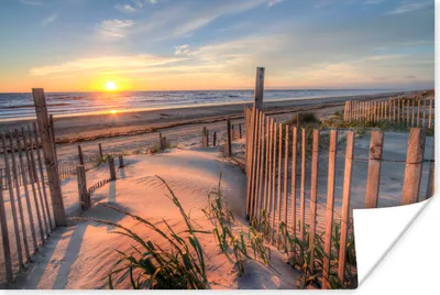 Produktbild von MuchoWow® Poster Strand - Meer - Düne - Sonnenuntergang - Landschaft 90x60 cm - Schlafzimmer