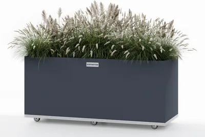 Produktbild von Pflanzenkübel Coyotto 120 x 40 x 75 cm Stahl Grau mit Rollen