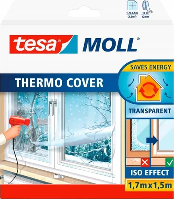 Produktbild von TESA Transparente Wärmedämmfolie für Fensterglas, Isolierung 1,7m x 1,5m
