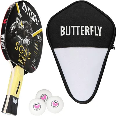 Produktbild von Butterfly 1x Timo Boll SG55 Tischtennisschläger + Tischtennishülle + 3x 40+ 3*** Tischtennisbälle | Tischtennisset Tischtennis Set TT Tabletennis