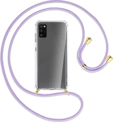 Produktbild von Handykette Backcover-Schutzhülle mit Band (Metall goldfarben) für Samsung Galaxy A41 (A415) - violett