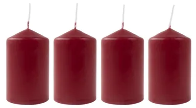Image de Bougies de couronne de l'Avent bordeaux Lot de 4 bougies de Noël Bougie de cire à bouts 50x80mm