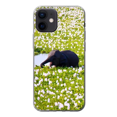 Produktbild von MuchoWow® Handyhülle Schutzhülle Hülle für iPhone 12 Elefant - Wasser - Pflanzen - Grün - Natur - Tiere Silikon Softcase Handy Hülle - Schutzhülle