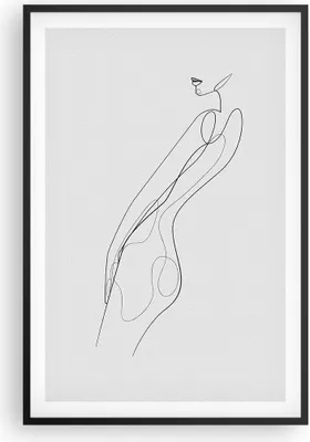 Produktbild von Gerahmtes Poster - Schwarzer Rahmen - Kontur Frau Minimalismus - 61x91,5 cm - Wand Bild - Wanddeko - Wandbilder - Wandposter - Bilderrahmen - Bilder - Kunstdruck - Wandbild - P2BPA61x91-4242