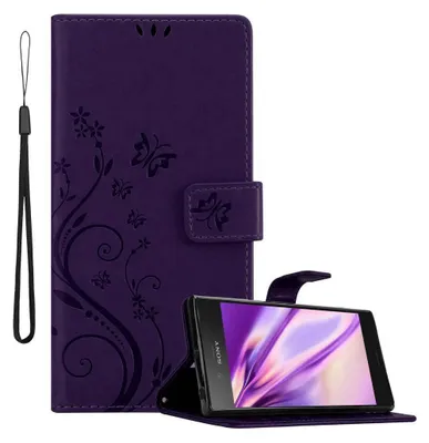 Obrázek produktu pro Cadorabo pouzdro pro Sony Xperia XZ1 Protective Cover in Purple Ochranný kryt pouzdro na mobil květiny Flower