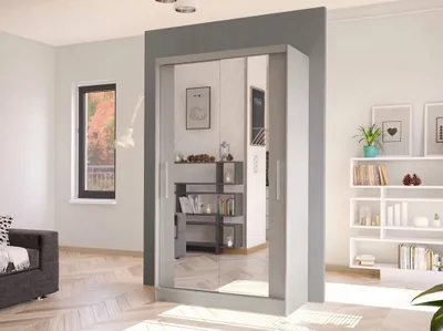 Obrázok produktu pre Úzka šatníková skriňa 100 cm so zrkadlom ARAPO 4 - kašmír