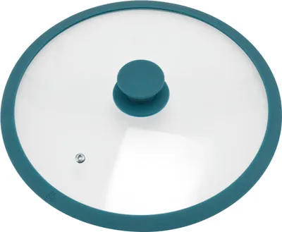 Immagine prodotto di coperchio in vetro bremermann con bordo in silicone per pentole e padelle da 28 cm, blu acqua