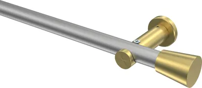 Produktbild von Interdeco Gardinenstange / Vorhangstange Silbergrau / Messing-Optik, Typ Platon Sitra (Konus) ohne Ringe, 20 mm Ø 1-läufig, 240 cm