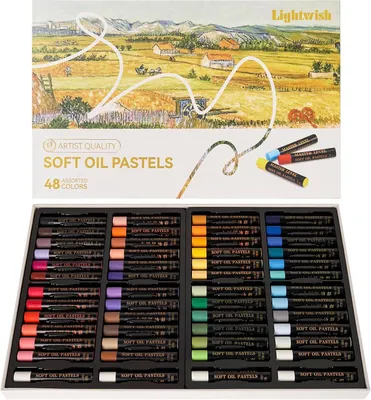 Productafbeelding van Oliepastel set 52 stuks, 48 kleuren en 4 wit, romig pigment, voor schilderen