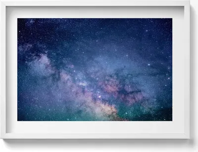 Produktbild von Sternenkosmos– Wandbild mit Rahmen – Gerahmtes Bild  – Wanddekoration – 70x50 cm –  Schwarz Rahmen