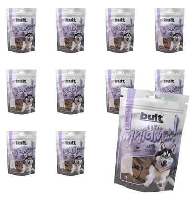Produktbild von Bult | Chips Hundeleckerli - 10x100g - 82% Tierische Inhaltsstoffe - Hochwertiges Lammfleisch -glutenfrei
