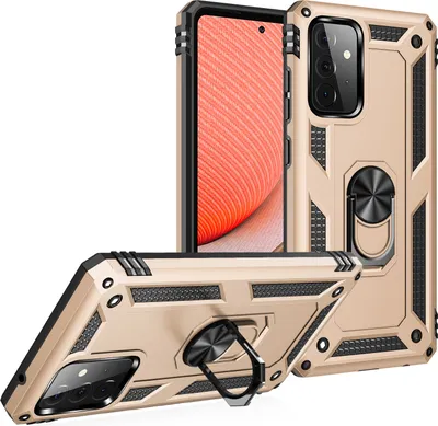 Immagine prodotto di Custodia per Samsung Galaxy A72 5G / A72 5G a doppio strato robusta, protezione militare con supporto ad anello e supporto Oro