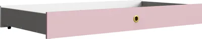 Produktbild von Bettschubkasten "Cindy2" in WEISS + ABSETZUNGEN ROSE. Abmessungen (BxHxT) 137x17x71 cm