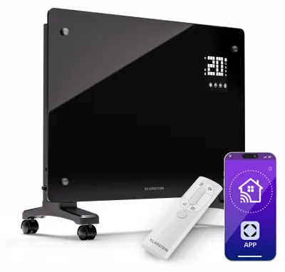 Produktbild von Klarstein Elektroheizung, 1500 W Konvektor Heizung Freistehend & Wandmontage, Elektroheizung Energiesparend mit App-Control & Bodenrollen, Heizung Elektrisch, Heizkörper Elektrisch mit Thermostat
