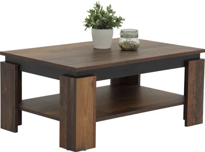 Produktbild von Couchtisch Wohnzimmertisch Tim II - Nachbildung Oldwood - Gestell mit großem Ablageboden - Melaminbeschichtung - Maß 90 x 60 x 41 cm