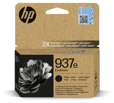 Obrázok produktu pre HP Čierna originálna atramentová kazeta 937e EvoMore, Vysoký (XL) výnos, Čierna, 1 kusov, 2500 strany, Balenie po jednom kuse