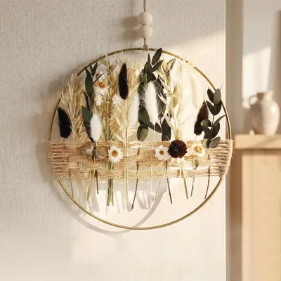 Image de Solidchoice - Couronne de fleurs séchées naturelles, 25 x 25 cm, pour la décoration