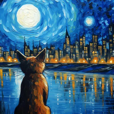 Produktbild von Wallario Magnet für Kühlschrank / Geschirrspüler, magnetisch haftende Folie - 60 x 60 cm, Motiv: Katze im Mondschein