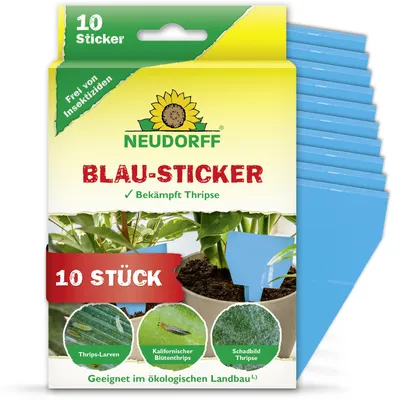 Produktbild von Neudorff Blautafeln für Thripse und fliegende Schädlinge, 10 Stück, geruchslose Blausticker