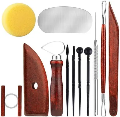 Produktbild von 12-teiliges Modellierwerkzeug, Töpferwerkzeug, Modellierwerkzeuge, Tonwerkzeuge, Keramikzubehör, Skulptur, für Keramik- und Bauprojekte