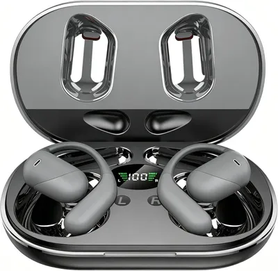 Productafbeelding van Open oordopjes, draadloze oortelefoons, sportkoptelefoon, Bluetooth, grijs