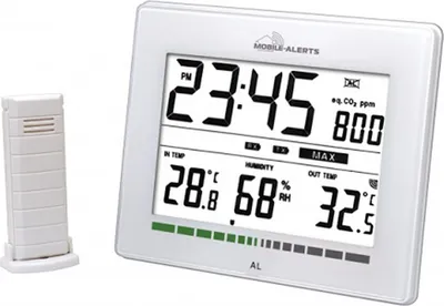 Produktbild von Luftgüte-Monitor mit Quarzuhr, Temperaturstation mit Raumluftqualitätsanzeige, inklusive Sender