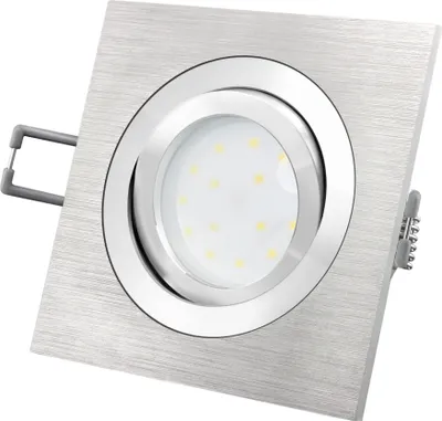 Produktbild von QF-2 Einbaustrahler flach eckig Alu gebürstet - LED Einbauleuchte dimmbar ohne Dimmer mit fourSTEP Modul 4W warmweiß 230V