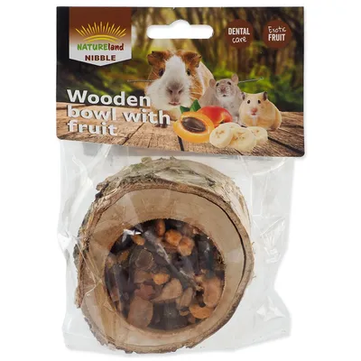 Image de Bol en bois rempli de fruits à grignoter 120 g