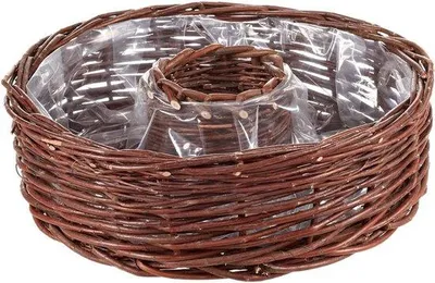 Productafbeelding van Rieten mand met folie voor planten - Hoogte 12 cm, Ø 40 cm