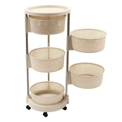 Image de étagère de rangement à 5 niveaux Chariot de rangement de cuisine mobile Chariot d'achat roulant