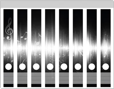Produktbild von Wallario Ordnerrücken Sticker, selbstklebend für schmale Ordner, 8 Stück, Motiv Noten der Musik in schwarz und weiß