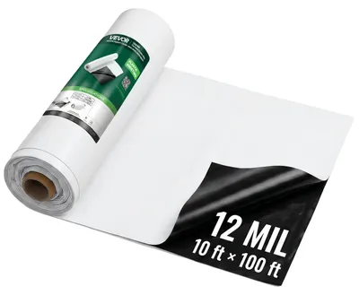 Image de VEVOR Film en polyéthylène, 3,05 x 30,48 m, bâche de jardin, épaisseur 0,3 mm, noir et blanc, rouleau de plastique pour le jardinage, bâche de protection, bâche de peintre, film de protection pour sous-sols, barrière anti-humidité, lutte contre les mauvaises herbes