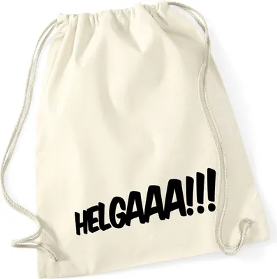 Produktbild von Huuraa Turnbeutel Helgaaa Schriftzug 12 Liter Natural Baumwolle Rucksack Geschenkidee
