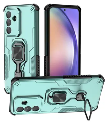 Productafbeelding van MobyDefend Hoesje - Geschikt voor Samsung Galaxy A57 - Dubbelgelaagde Pantsercase Met Standaard - Turquoise