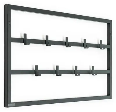 Produktbild von Breiter Wandhaken aus Stahl „Hakki“, 100 cm, SCHWARZ MATT, im Industrial-Loft-Stil